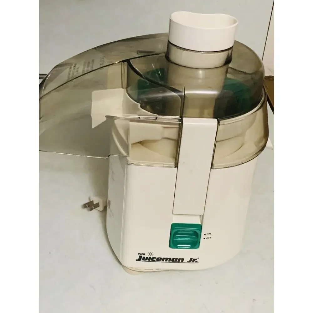 Juiceman Jr. Centrifugal Juicer JM-1 Clear Plastic Lid Green Power Switch
